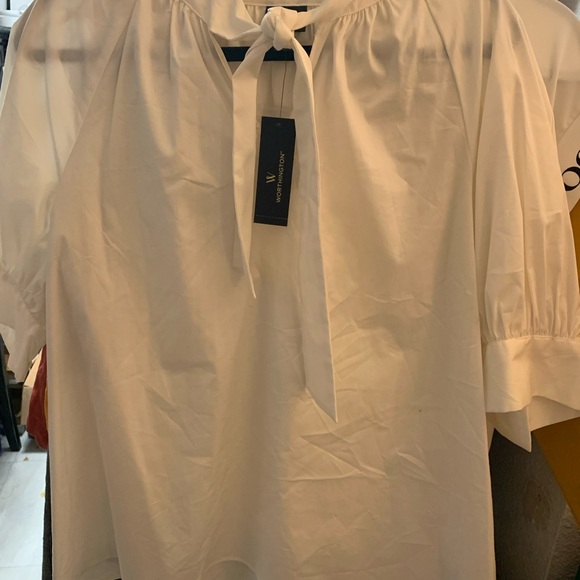 Peasant Style Tie Front Blouse - Picture 3 of 9